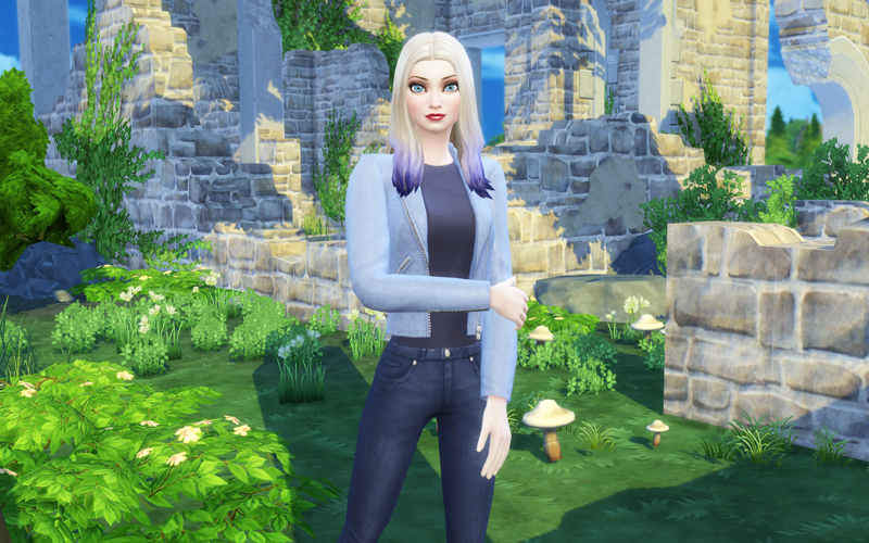 A sim styled as Elsa from Frozen for the Sims 4 Disney Princess Legacy Challenge.
