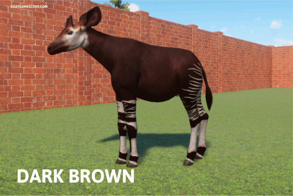 Okapi in enclosure in Planet Zoo.