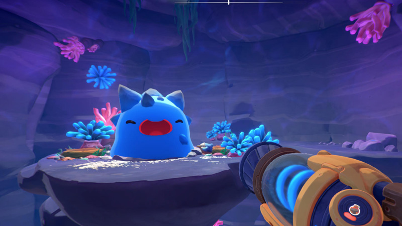 A blue rock gordo slime with spikes.