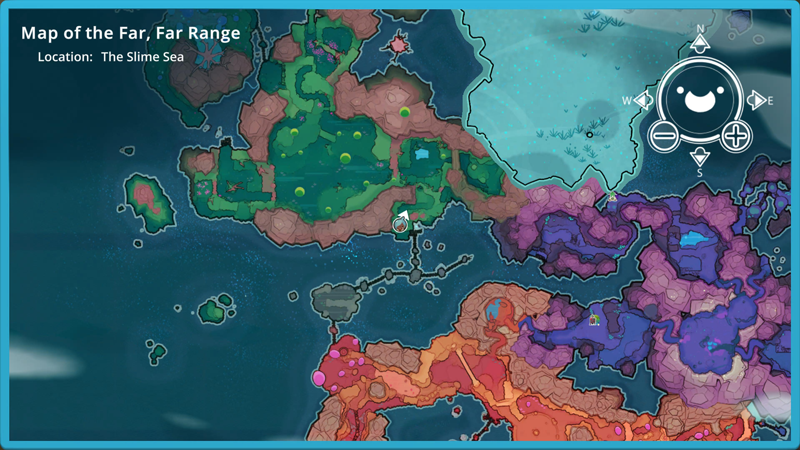 A Slime Rancher map showing the entrance and door to the Moss Blanket.