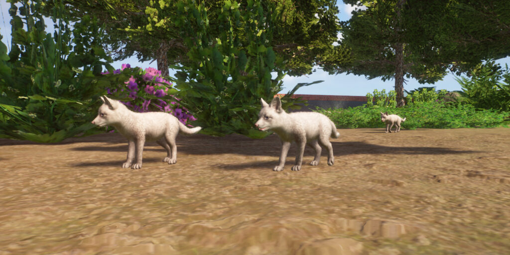 Leucistic red fox cubs in Planet Zoo